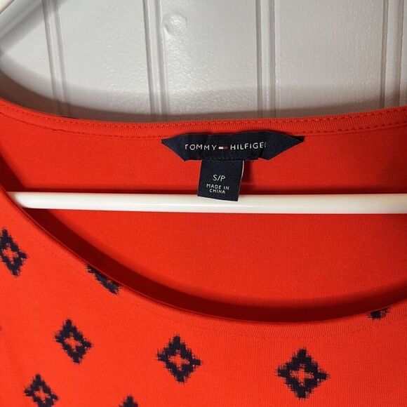 Tommy Hilfiger Dress Sz SP Cotton Drawstring Sundress Beach Red Black 0108 - Picture 4 of 14